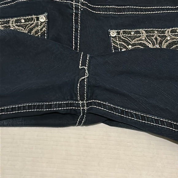 Reba size 12 Rhinestone Studded Dressy Strech Dark Wash boot cut jeans - Picture 7 of 13